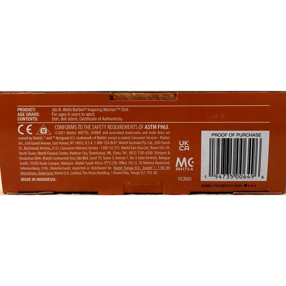 Mattel Barbie Signature Ida B. Wells Barbie Inspiring Women Fashion Doll Sealed - Picture 8 of 9